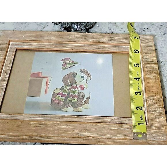 Pier 1 Pewter Dog and Distressed Wood‎ Photo Picture Frame Fits 4x7 & 5x8 Photos - Picture 6 of 6